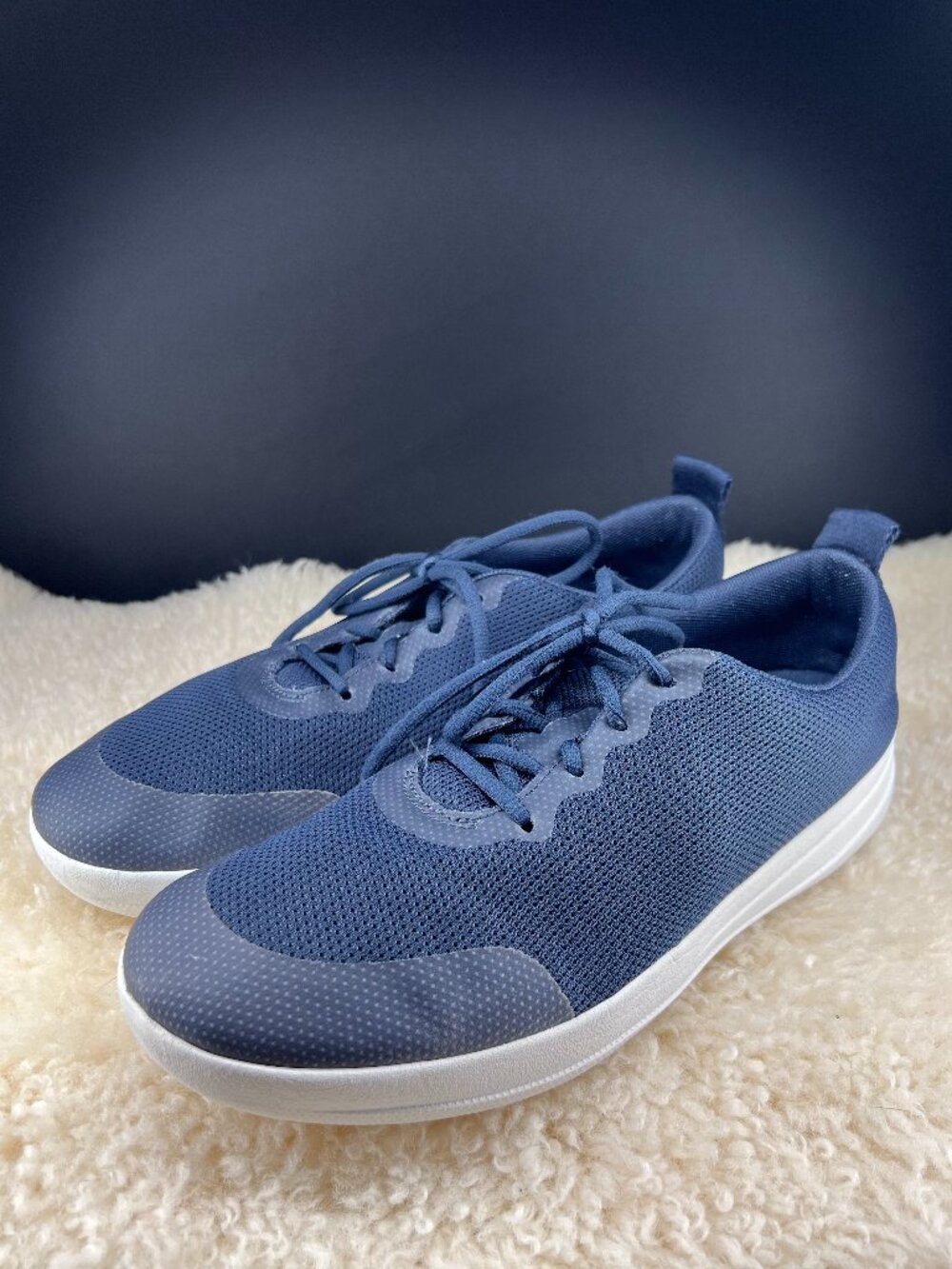 FitFlop Dark Navy Blue Breathable Fabric Lace Up Sneaker Tennis Shoe 7.5